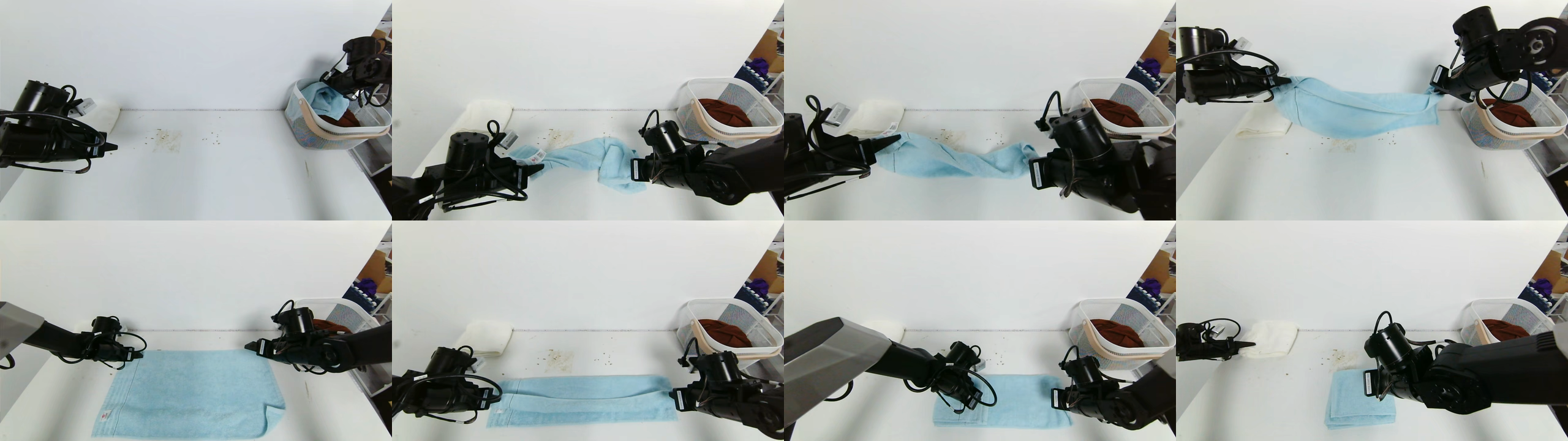 Real-world towel-folding benchmark on Galaxea R1 Lite.